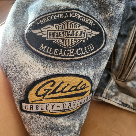 Very Rare, Vintage Harley Davidson Patinaed Leather Mileage Club Jacket, Size XL - Picture 8 of 16
